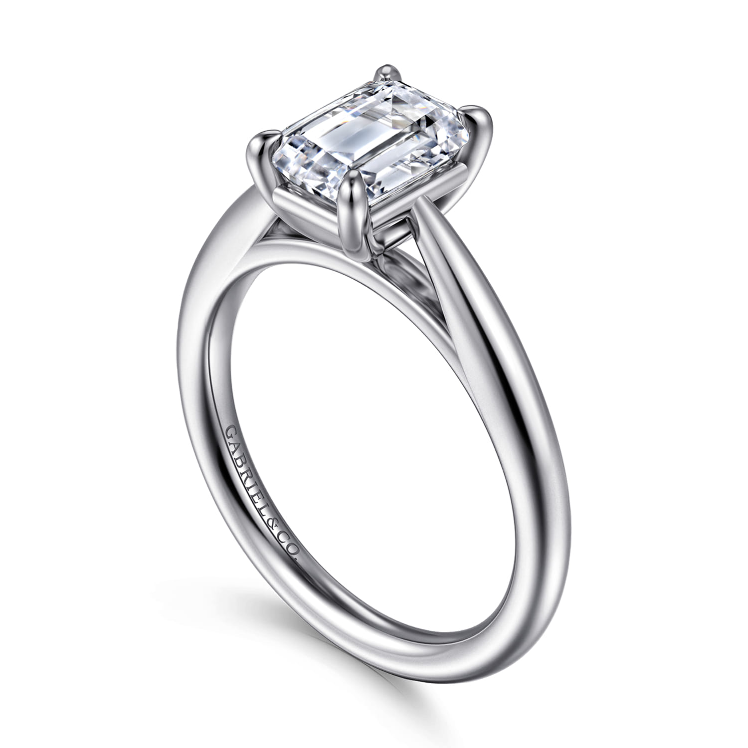 Bambi - 14K White Gold Emerald Cut Diamond Engagement Ring - Shot 3