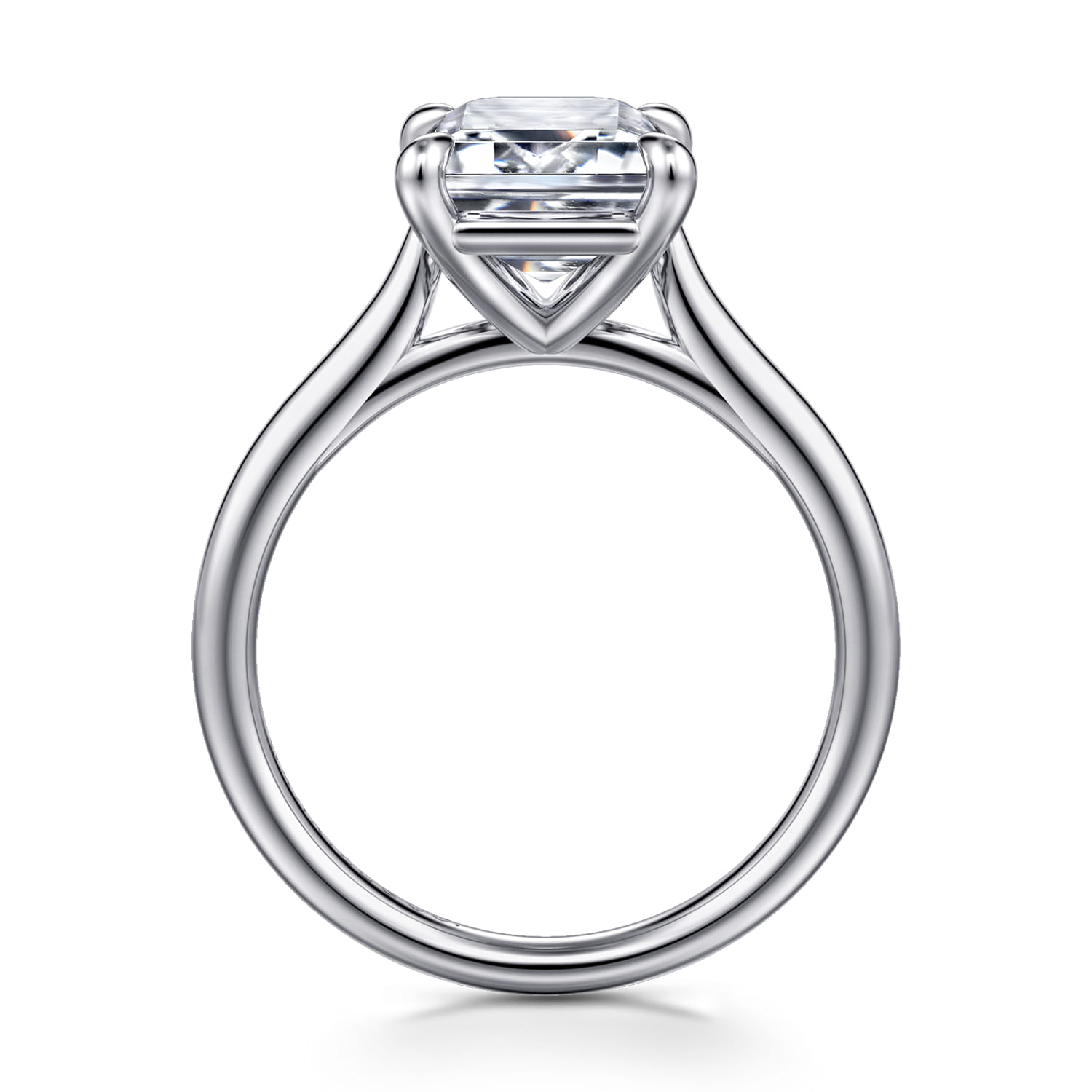 Anne - 14K White Gold Emerald Cut Solitaire Diamond Engagement Ring - Shot 2