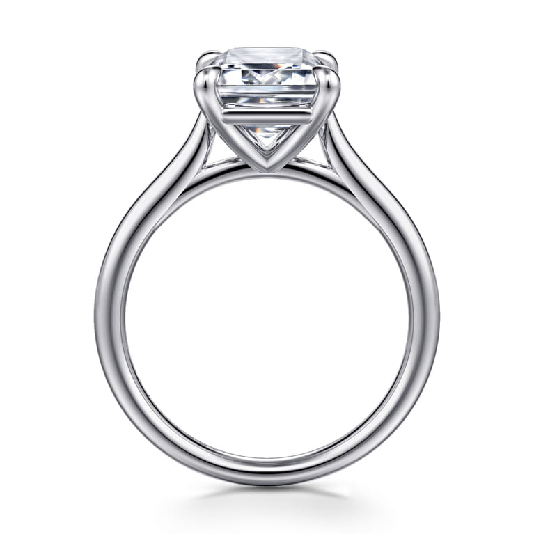 Anne - 14K White Gold Emerald Cut Solitaire Diamond Engagement Ring - Shot 2