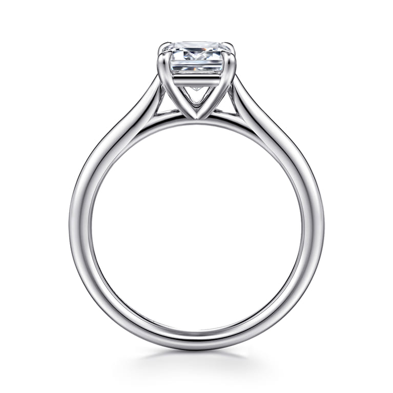 Anne - 14K White Gold Emerald Cut Solitaire Diamond Engagement Ring - Shot 2