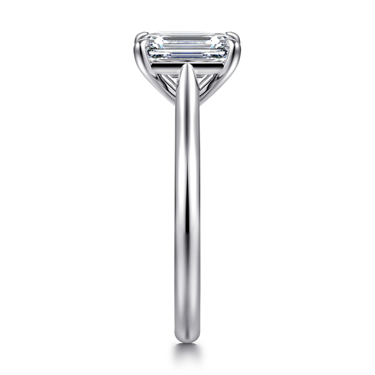 Anne - 14K White Gold Emerald Cut Solitaire Diamond Engagement Ring - Shot 4