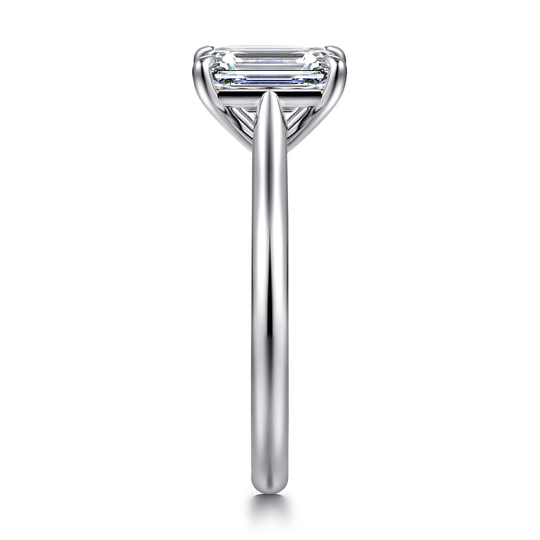 Anne - 14K White Gold Emerald Cut Solitaire Diamond Engagement Ring - Shot 4