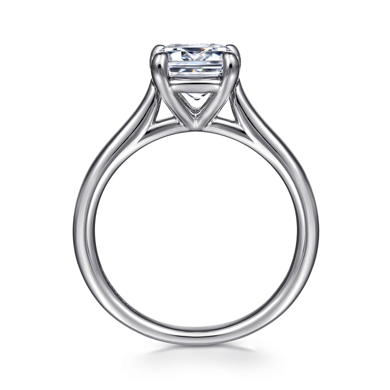 Anne - 14K White Gold Emerald Cut Solitaire Diamond Engagement Ring - Shot 2