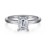 Azura - 14K White Gold Emerald Cut Solitaire Diamond Engagement Ring