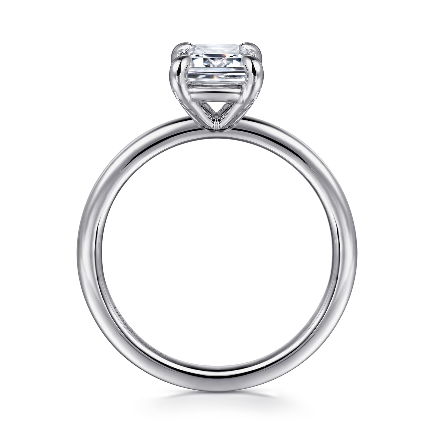 Azura - 14K White Gold Emerald Cut Solitaire Diamond Engagement Ring - Shot 2
