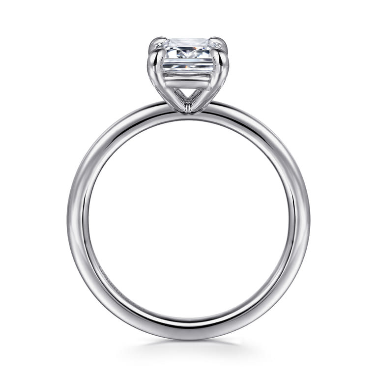 Azura - 14K White Gold Emerald Cut Solitaire Diamond Engagement Ring - Shot 2