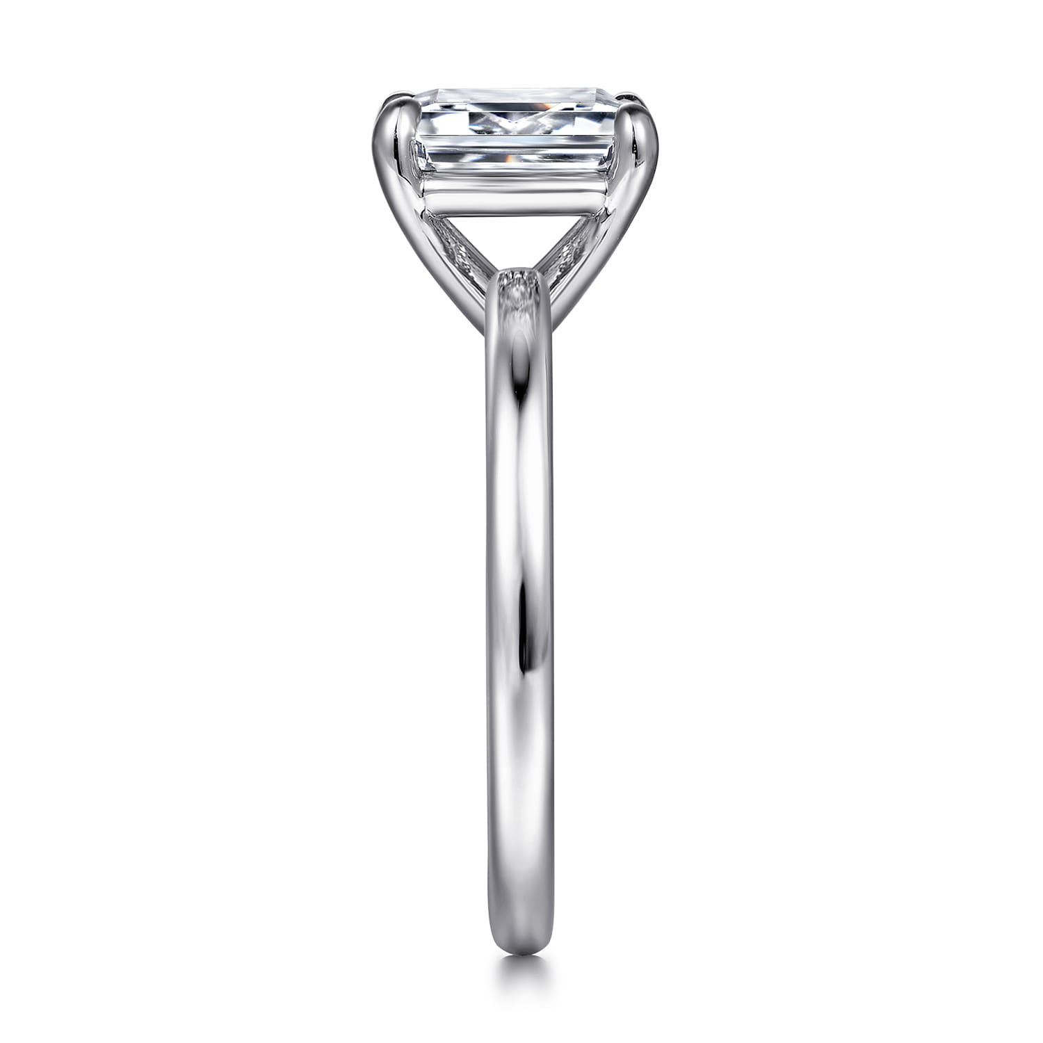 Azura - 14K White Gold Emerald Cut Solitaire Diamond Engagement Ring - Shot 5