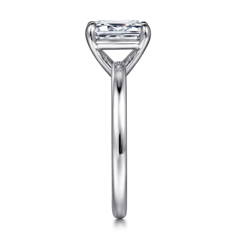 Azura - 14K White Gold Emerald Cut Solitaire Diamond Engagement Ring - Shot 5