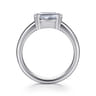 Bara - 14K White Gold Half Bezel East West Emerald Cut Diamond Engagement Ring