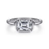 Linen - 14K White Gold Emerald Cut Diamond Engagement Ring