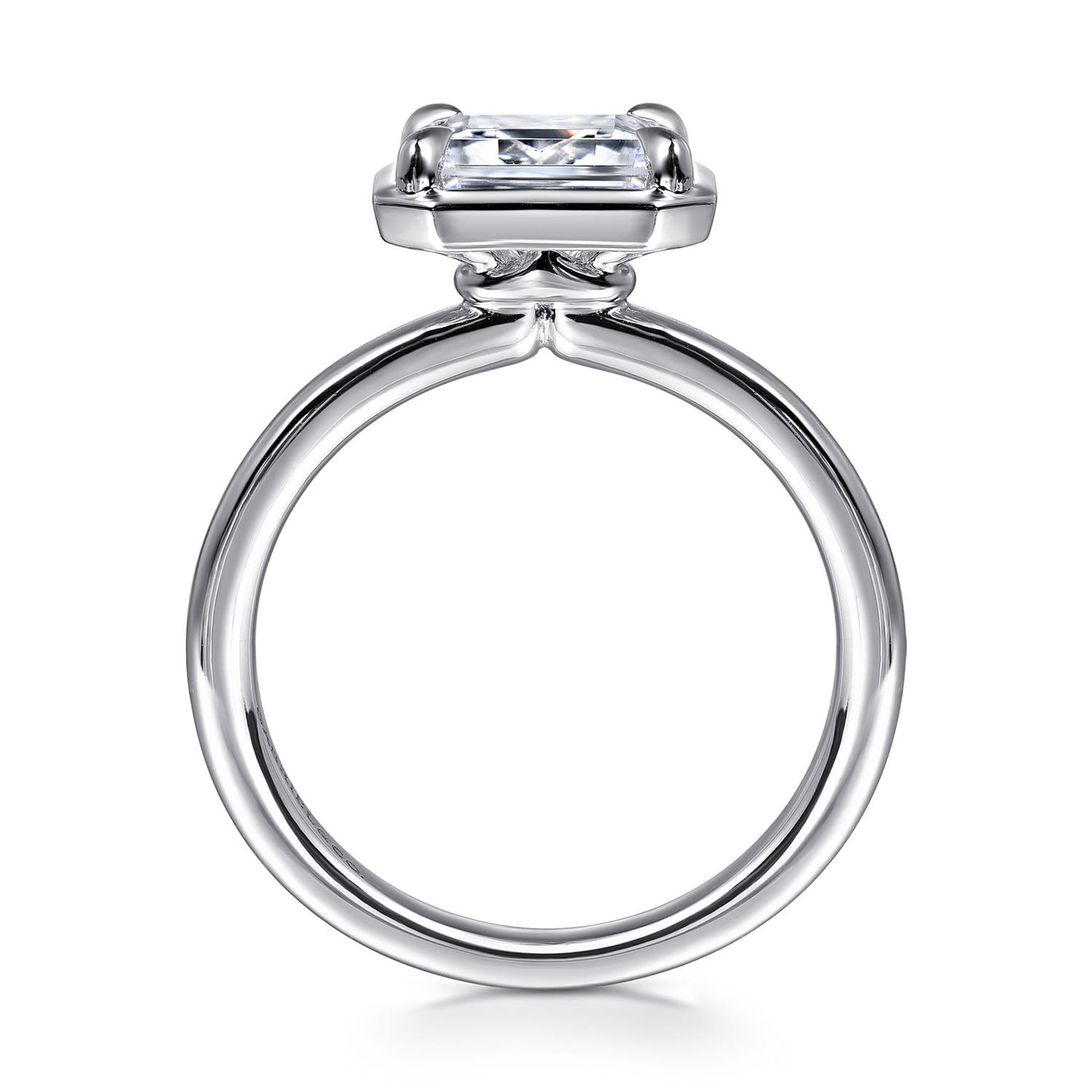 Linen - 14K White Gold Emerald Cut Diamond Engagement Ring - Shot 2