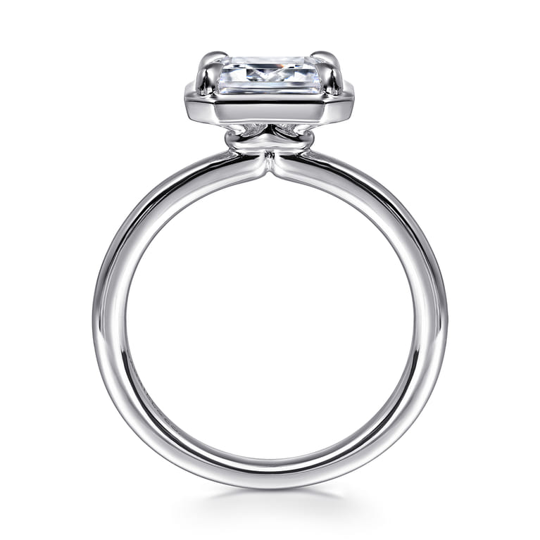 Linen - 14K White Gold Emerald Cut Diamond Engagement Ring - Shot 2
