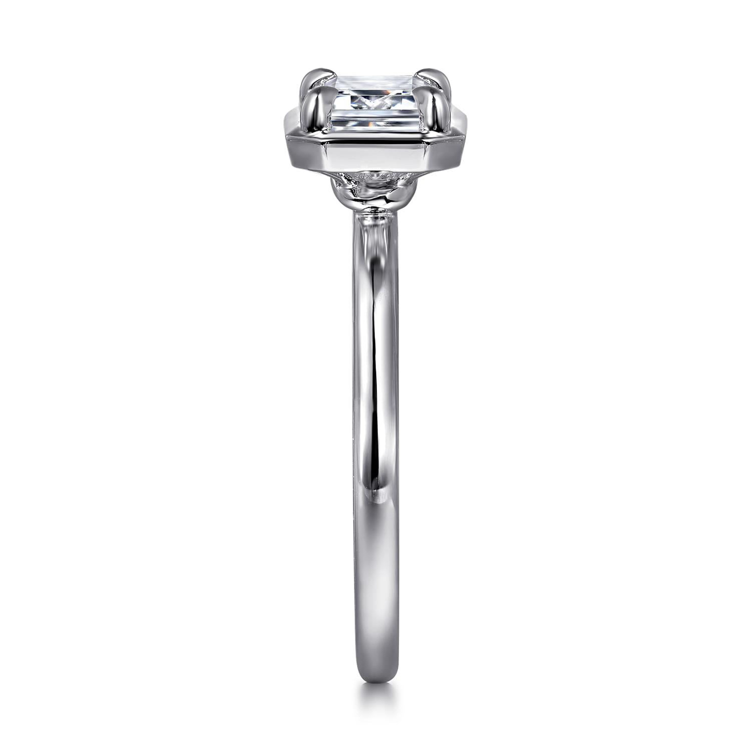 Linen - 14K White Gold Emerald Cut Diamond Engagement Ring - Shot 5