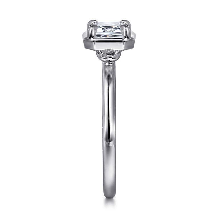 Linen - 14K White Gold Emerald Cut Diamond Engagement Ring - Shot 5