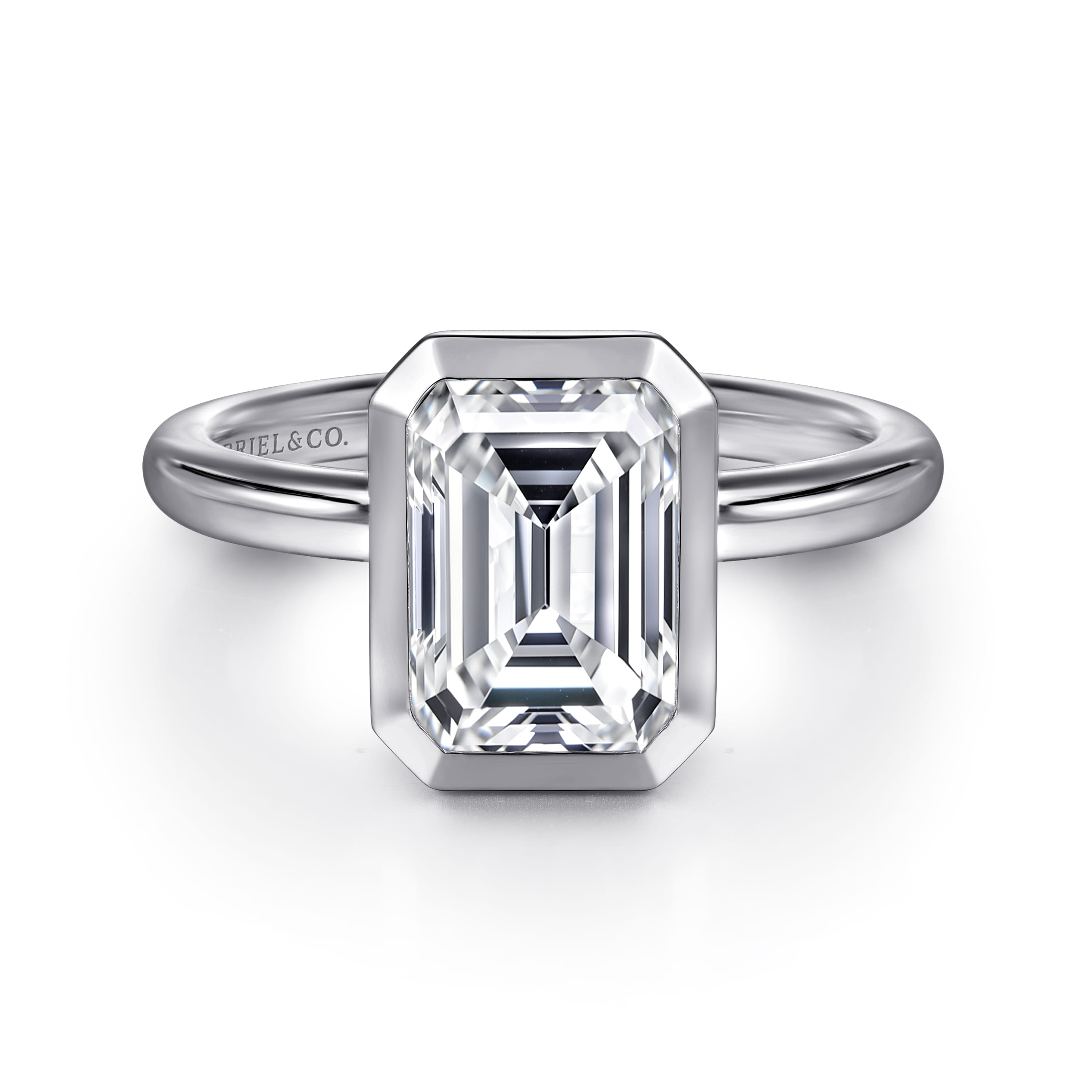Linny - 14K White Gold Emerald Cut Diamond Engagement Ring - Shot 1