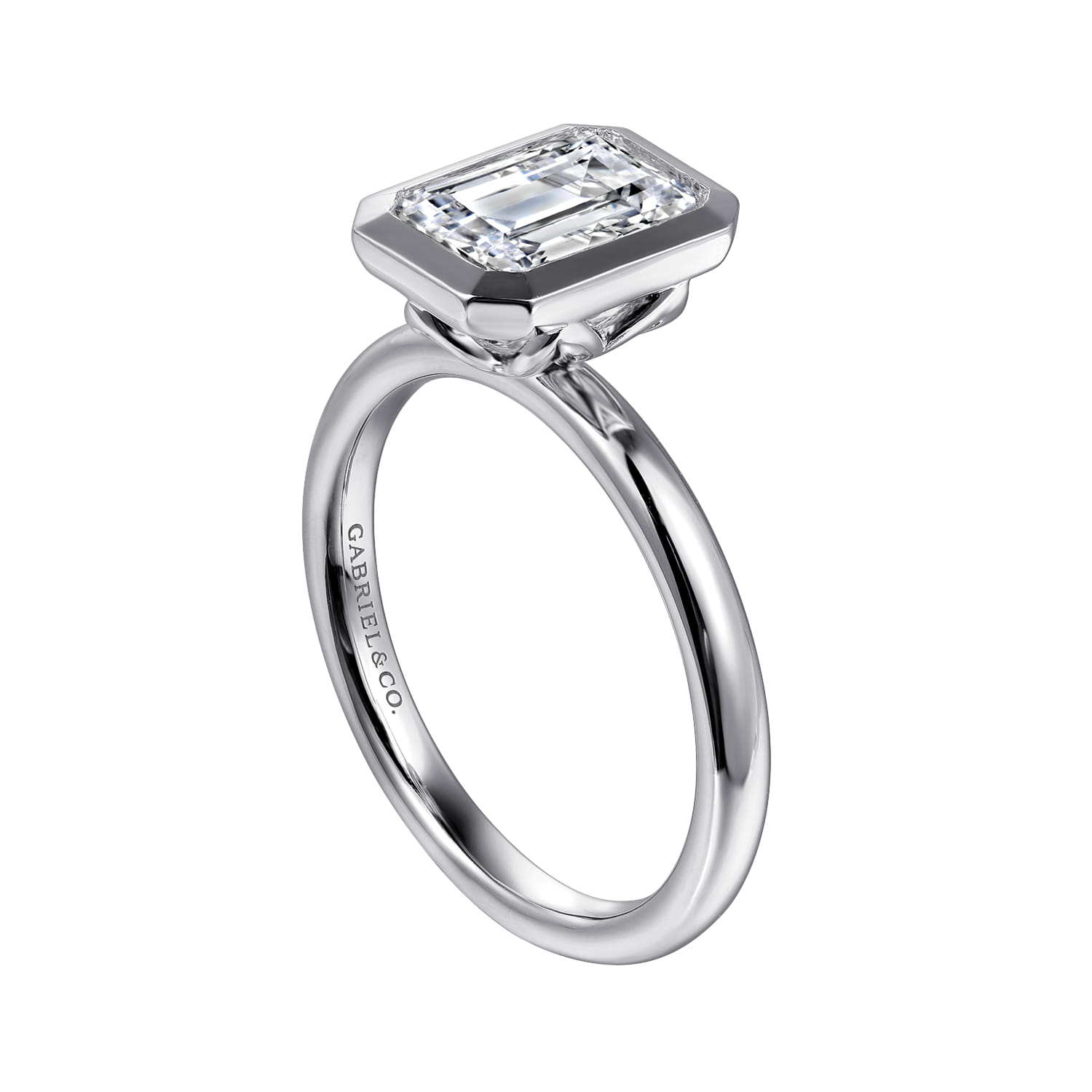 Linny - 14K White Gold Emerald Cut Diamond Engagement Ring - Shot 3