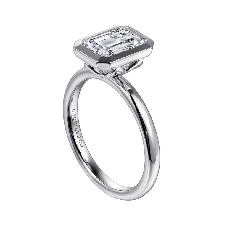 Linny - 14K White Gold Emerald Cut Diamond Engagement Ring - Shot 3