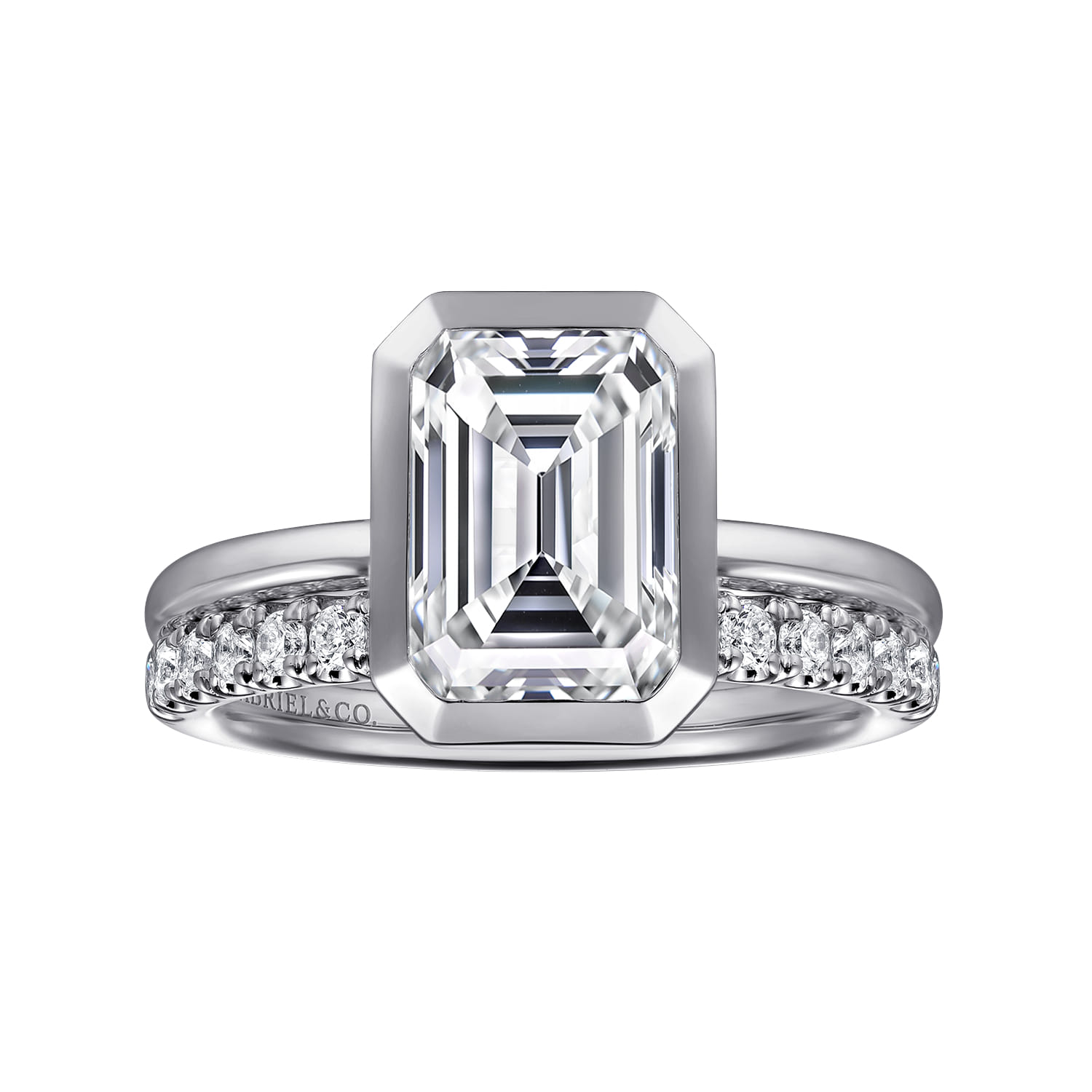 Linny - 14K White Gold Emerald Cut Diamond Engagement Ring - Shot 4