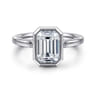 Giovana - 14K White Gold Emerald Cut Bezel Set Diamond Engagement Ring