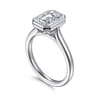 Giovana - 14K White Gold Emerald Cut Bezel Set Diamond Engagement Ring