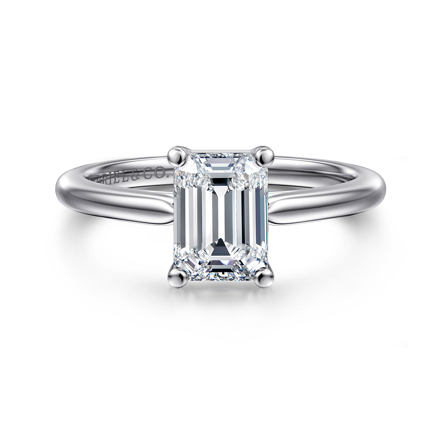 Anushka - 14K White Gold Emerald Cut Solitaire Diamond Engagement Ring - Shot 1
