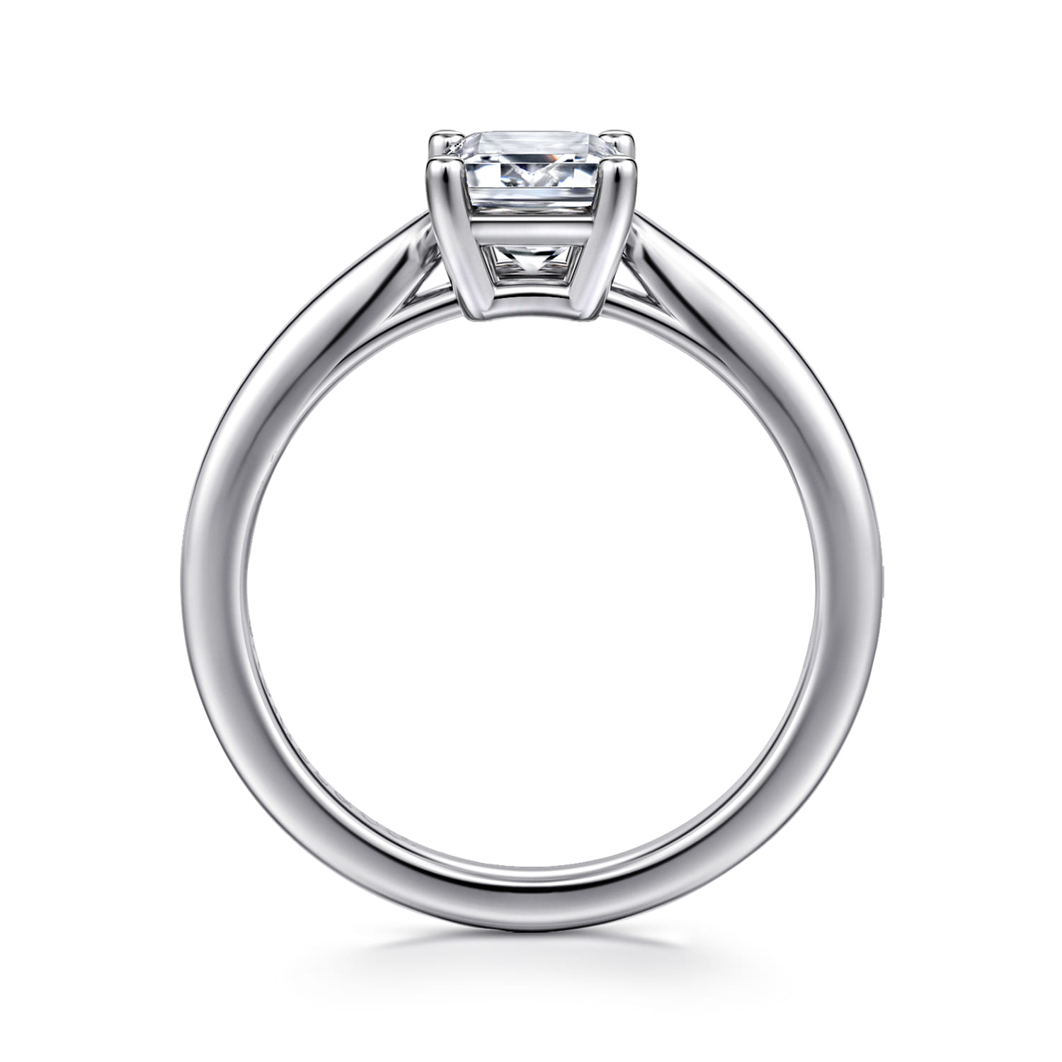 Anushka - 14K White Gold Emerald Cut Solitaire Diamond Engagement Ring - Shot 2
