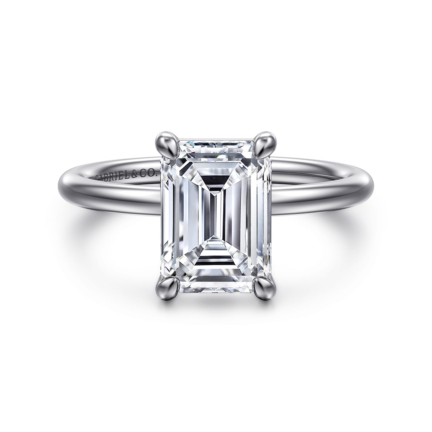 Tiana - 14K White Gold Emerald Cut Solitaire Diamond Engagement Ring - Shot 1