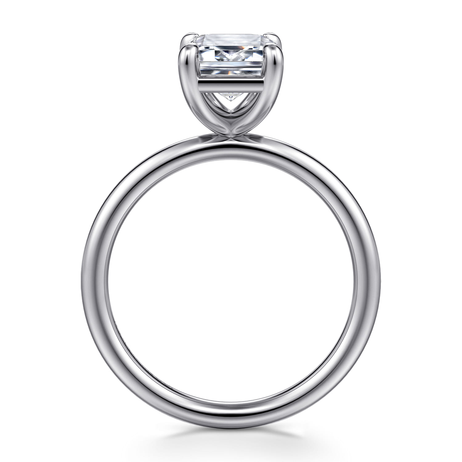 Tiana - 14K White Gold Emerald Cut Solitaire Diamond Engagement Ring - Shot 2