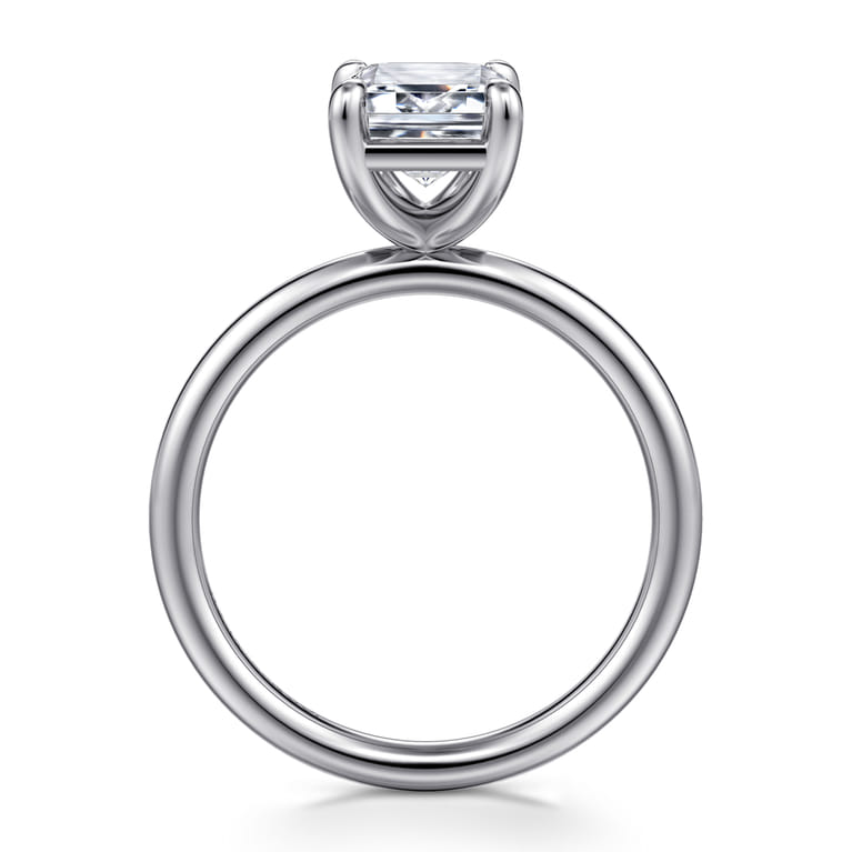 Tiana - 14K White Gold Emerald Cut Solitaire Diamond Engagement Ring - Shot 2