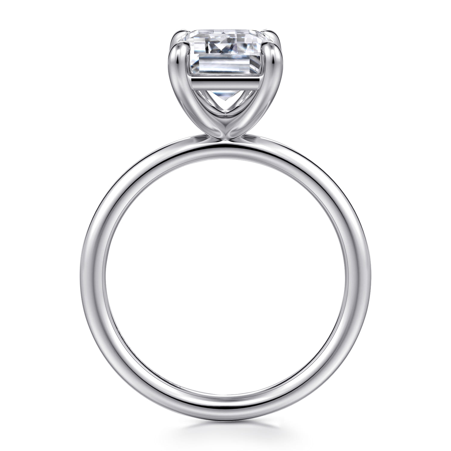 Tiana - 14K White Gold Emerald Cut Solitaire Diamond Engagement Ring - Shot 2