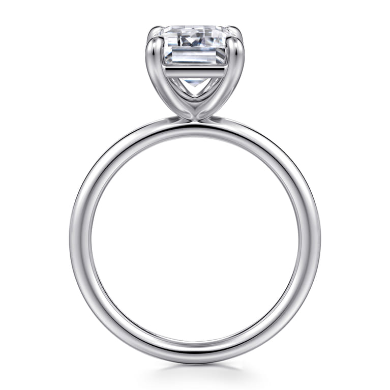 Tiana - 14K White Gold Emerald Cut Solitaire Diamond Engagement Ring - Shot 2
