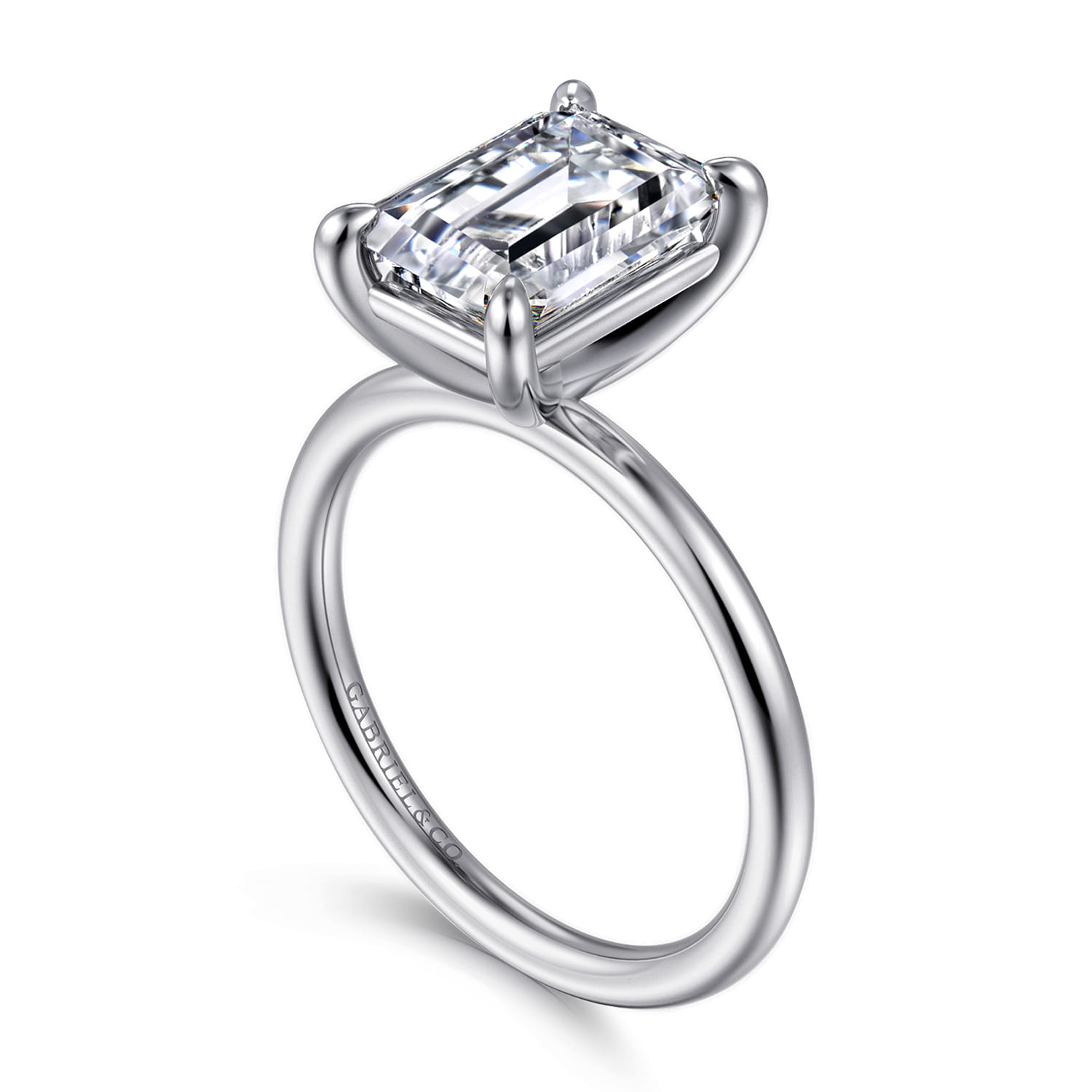 Tiana - 14K White Gold Emerald Cut Solitaire Diamond Engagement Ring - Shot 3