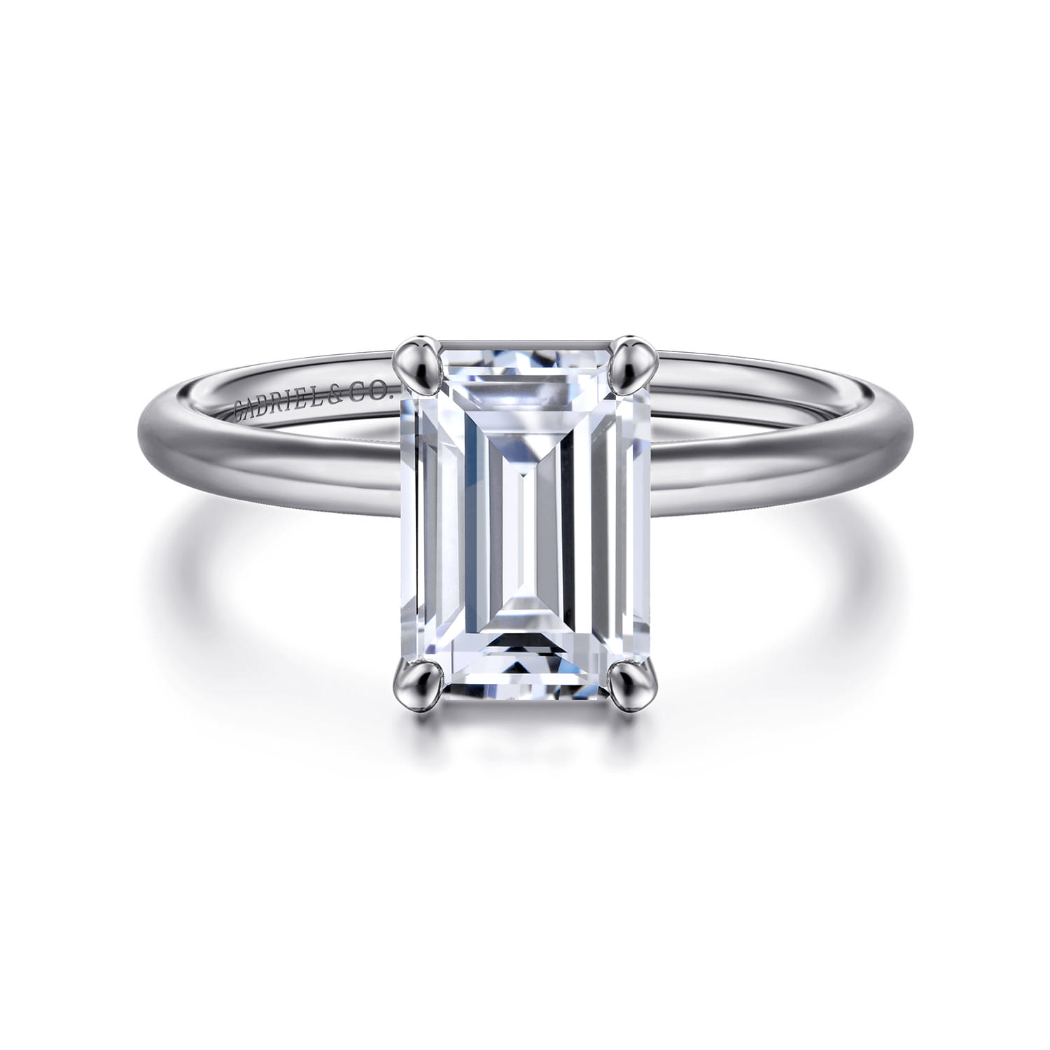 Tiana - 14K White Gold Emerald Cut Solitaire Diamond Engagement Ring - Shot 1