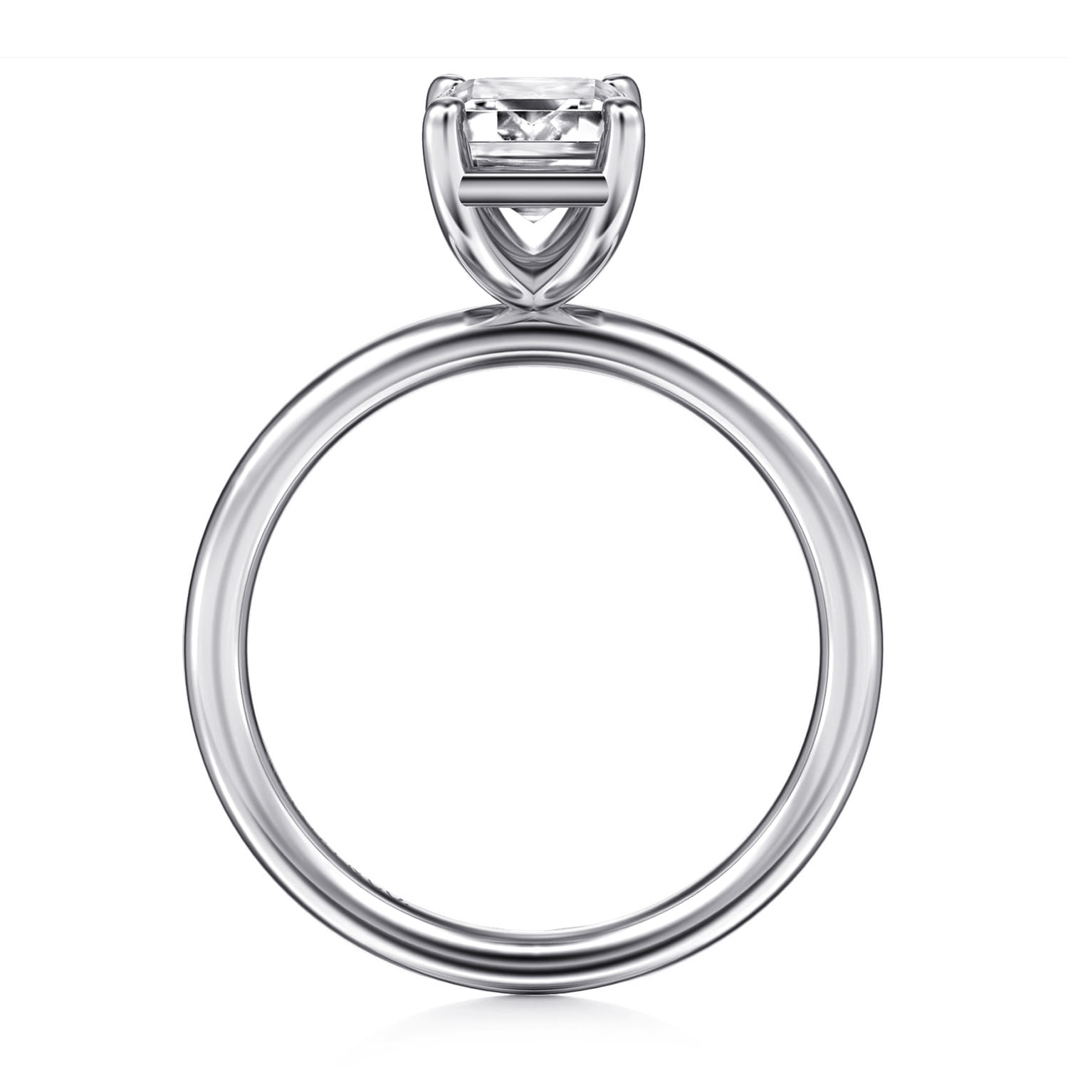 Tiana - 14K White Gold Emerald Cut Solitaire Diamond Engagement Ring - Shot 2