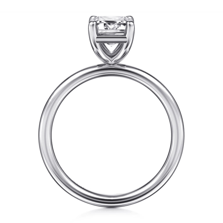 Tiana - 14K White Gold Emerald Cut Solitaire Diamond Engagement Ring - Shot 2