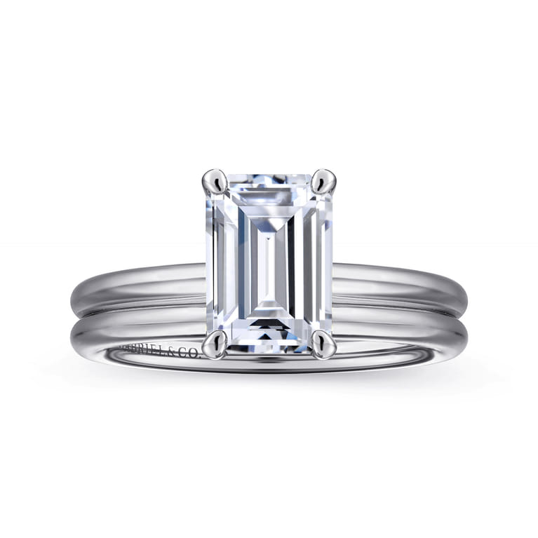 Tiana - 14K White Gold Emerald Cut Solitaire Diamond Engagement Ring - Shot 4