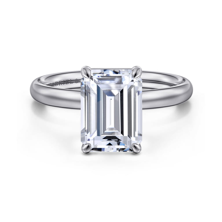 Unite - 14K White Gold Emerald Cut Solitaire Diamond Engagement Ring - Shot 1