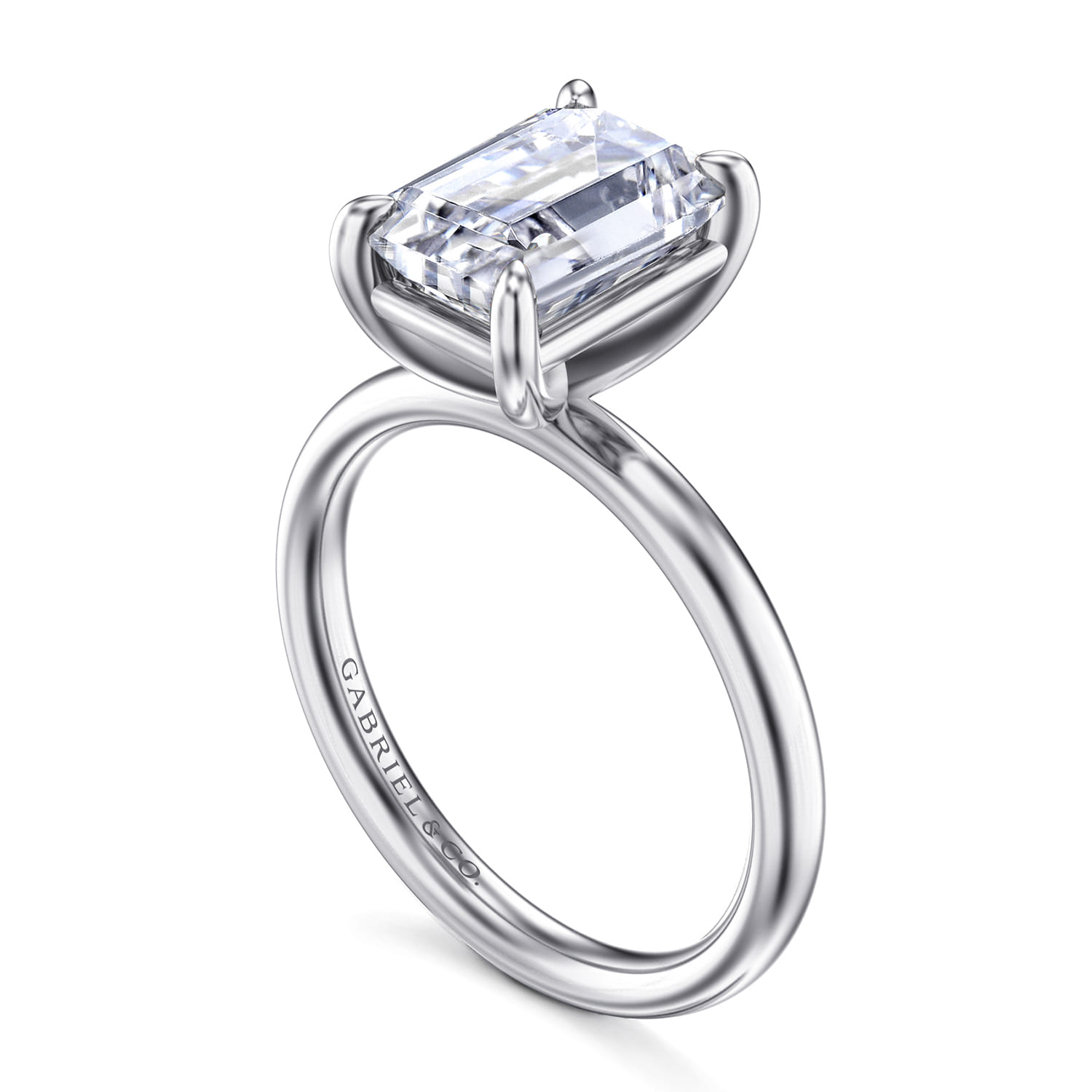 Unite - 14K White Gold Emerald Cut Solitaire Diamond Engagement Ring - Shot 3