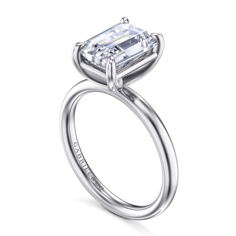 Unite - 14K White Gold Emerald Cut Solitaire Diamond Engagement Ring - Shot 3