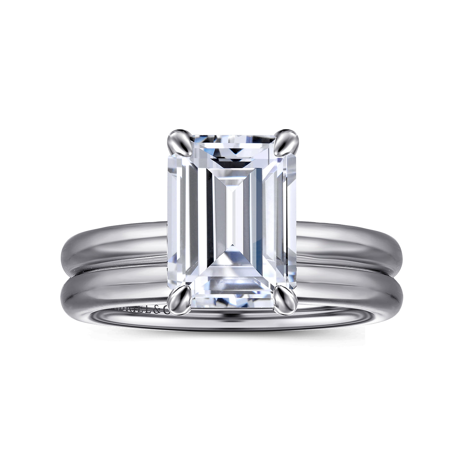 Unite - 14K White Gold Emerald Cut Solitaire Diamond Engagement Ring - Shot 4