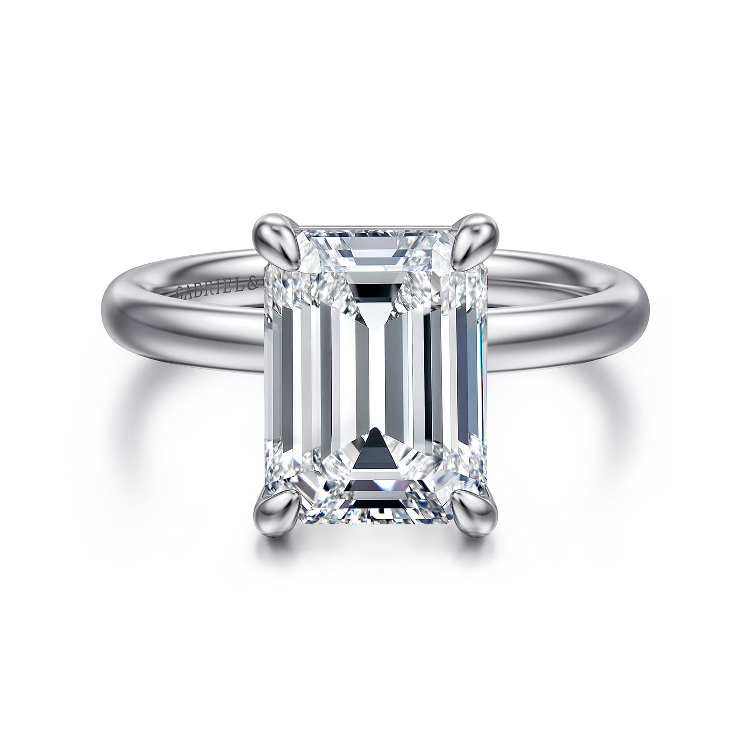Unite - 14K White Gold Emerald Cut Solitaire Diamond Engagement Ring - Shot 1