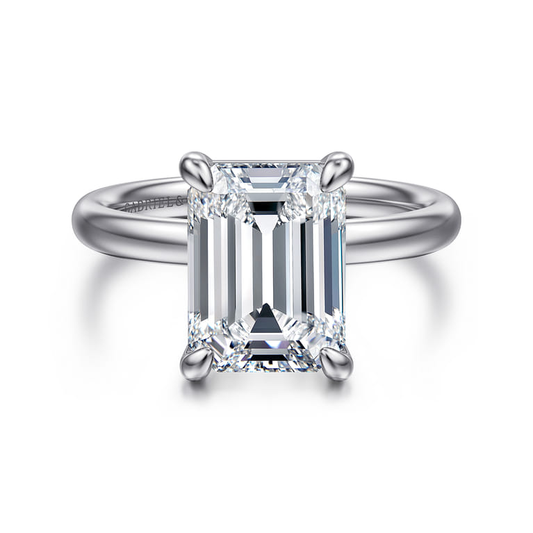 Unite - 14K White Gold Emerald Cut Solitaire Diamond Engagement Ring - Shot 1