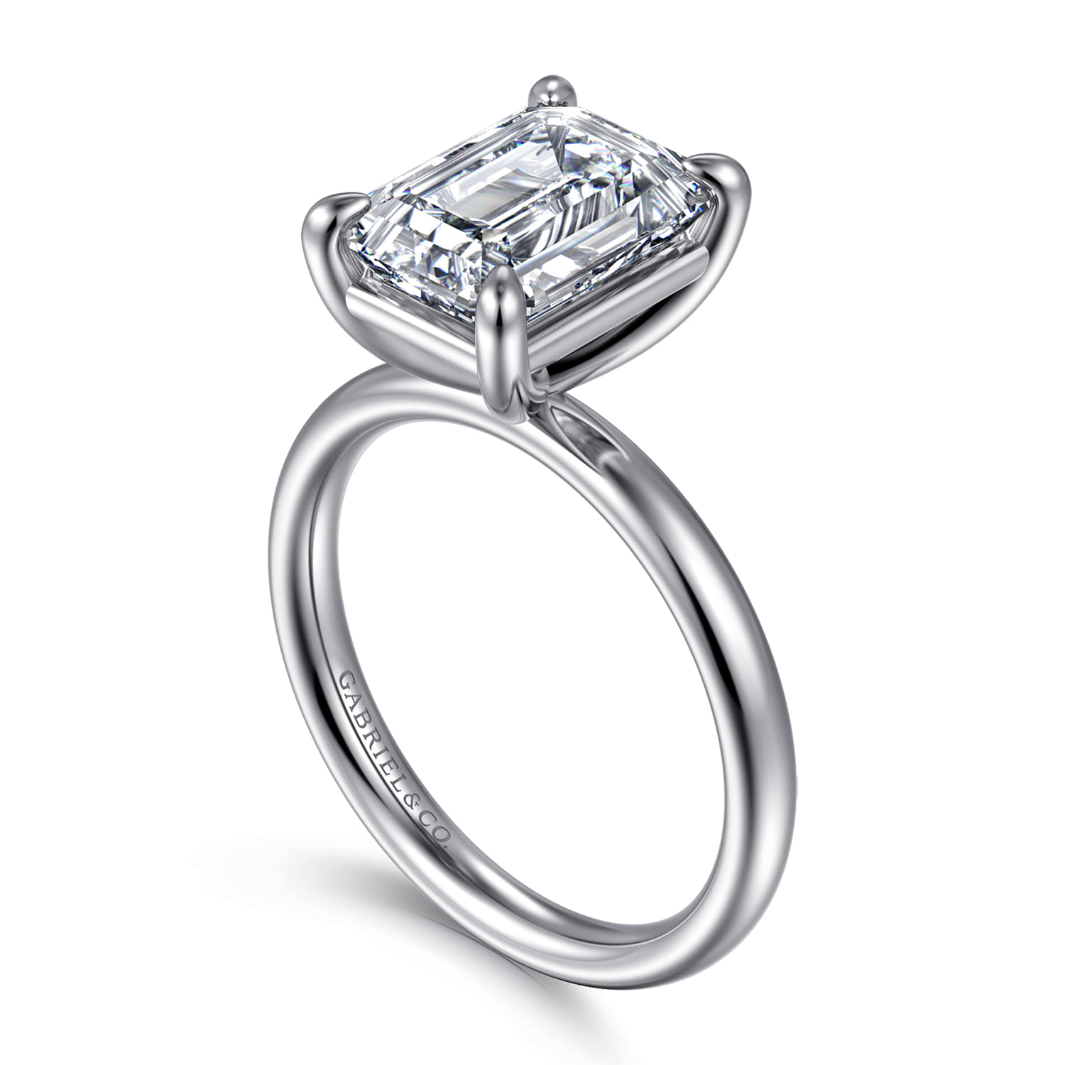 Unite - 14K White Gold Emerald Cut Solitaire Diamond Engagement Ring - Shot 3