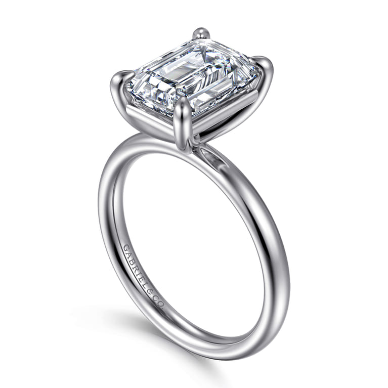 Unite - 14K White Gold Emerald Cut Solitaire Diamond Engagement Ring - Shot 3