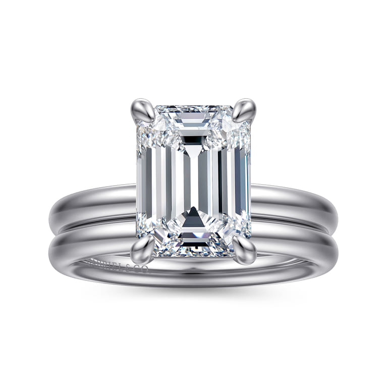 Unite - 14K White Gold Emerald Cut Solitaire Diamond Engagement Ring - Shot 4