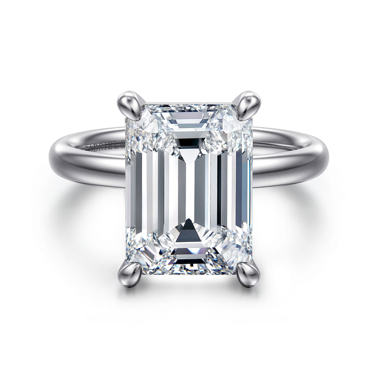 Unite - 14K White Gold Emerald Cut Solitaire Diamond Engagement Ring - Shot 1