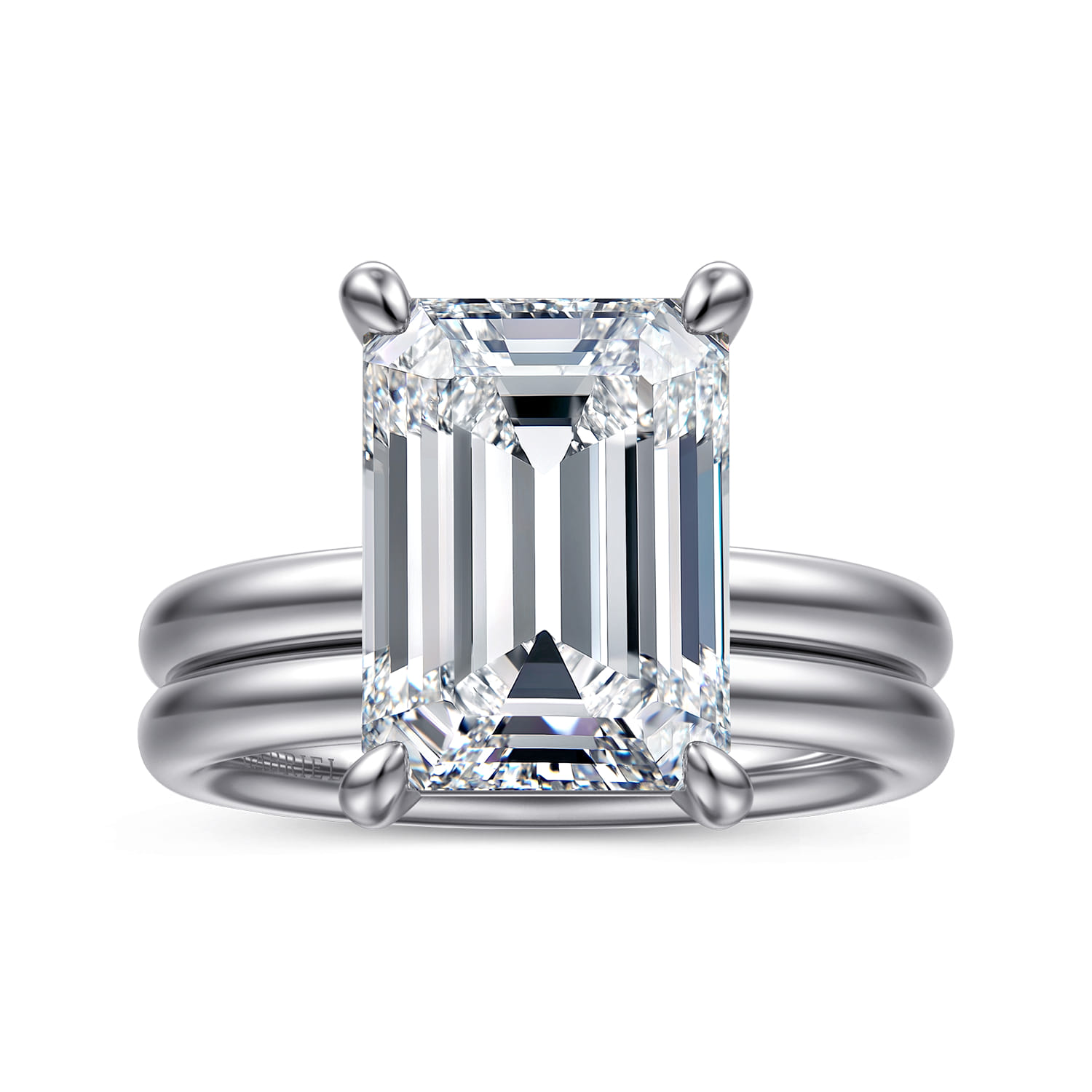 Unite - 14K White Gold Emerald Cut Solitaire Diamond Engagement Ring - Shot 4