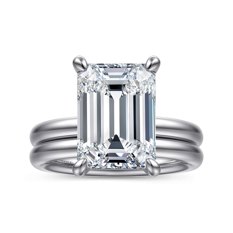 Unite - 14K White Gold Emerald Cut Solitaire Diamond Engagement Ring - Shot 4