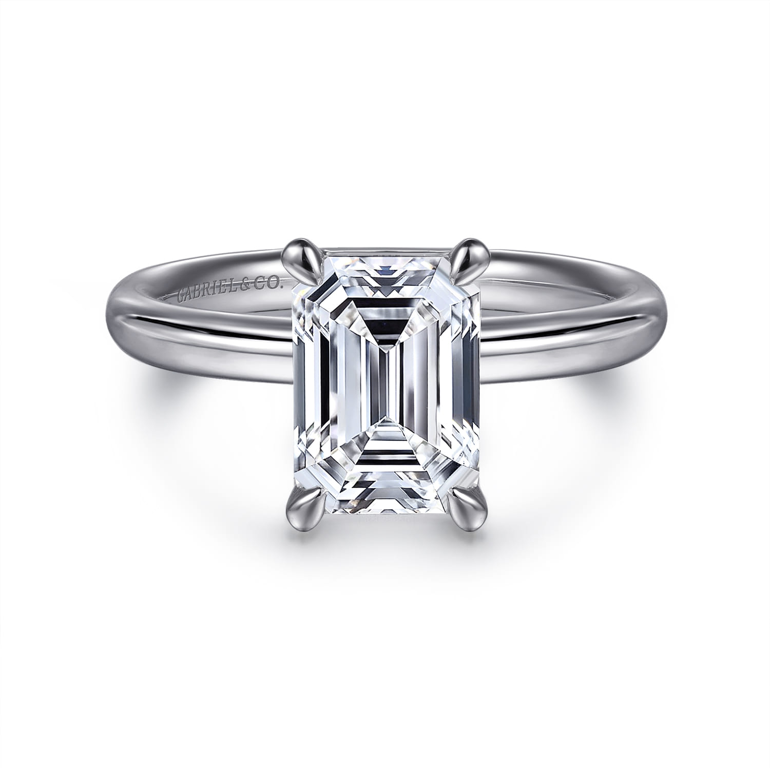 Unite - 14K White Gold Emerald Cut Solitaire Diamond Engagement Ring - Shot 1