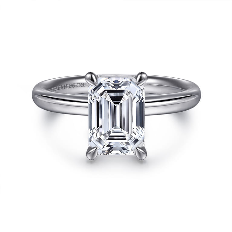 Unite - 14K White Gold Emerald Cut Solitaire Diamond Engagement Ring - Shot 1